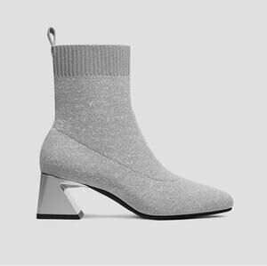 Vivaia Regina-Pro Square Toe Water Repellent Silver Metallic Boots Sz 39.5